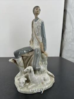 NAO by Lladro 10.5 Shepherd Boy with Dog & Lambs Figure Made in Spain