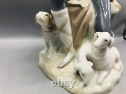 NAO by Lladro 10.5 Shepherd Boy with Dog & Lambs Figure Made in Spain