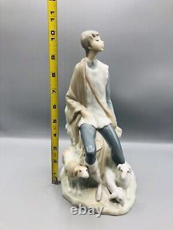 NAO by Lladro 10.5 Shepherd Boy with Dog & Lambs Figure Made in Spain