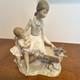 NAO by Lladro Figurine 2 Young Girls on Bench Feeding Birds 1970s