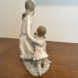 NAO by Lladro Figurine 2 Young Girls on Bench Feeding Birds 1970s