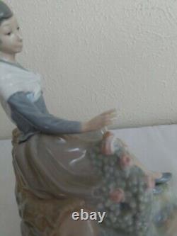 NAO by Lladro Figurine Girl Resting on a Log with a Hat