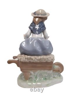 NAO by Lladro Figurine Girl Sitting on Wheelbarrow Excellent Condition