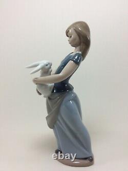NAO by Lladro Porcelain Figurine 0762 Girl with Bunny Rabbit White 27 cm