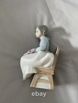 NAO by Lladro RARE Counting Stitches Girl Embroidering Figure. Pre-owned
