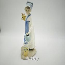 NAO by Lladro Spain Porcelain Figurine Girl With Watering Can Flower Large 12