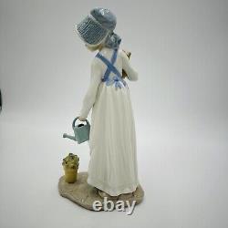 NAO by Lladro Spain Porcelain Figurine Girl With Watering Can Flower Large 12