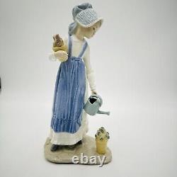 NAO by Lladro Spain Porcelain Figurine Girl With Watering Can Flower Large 12