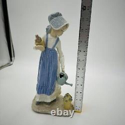 NAO by Lladro Spain Porcelain Figurine Girl With Watering Can Flower Large 12