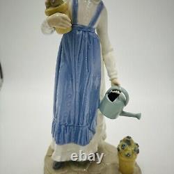 NAO by Lladro Spain Porcelain Figurine Girl With Watering Can Flower Large 12