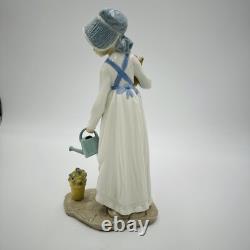 NAO by Lladro Spain Porcelain Figurine Girl With Watering Can Flower Large 12in