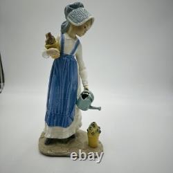 NAO by Lladro Spain Porcelain Figurine Girl With Watering Can Flower Large 12in