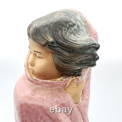 NAO by Lladro Woman Facing the Wind All Wrapped Up In A Winter Shawl 11 Tall