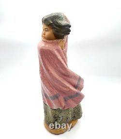 NAO by Lladro Woman Facing the Wind All Wrapped Up In A Winter Shawl 11 Tall