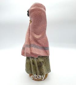 NAO by Lladro Woman Facing the Wind All Wrapped Up In A Winter Shawl 11 Tall