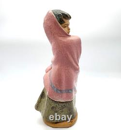 NAO by Lladro Woman Facing the Wind All Wrapped Up In A Winter Shawl 11 Tall