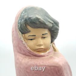 NAO by Lladro Woman Facing the Wind All Wrapped Up In A Winter Shawl 11 Tall