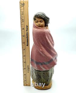 NAO by Lladro Woman Facing the Wind All Wrapped Up In A Winter Shawl 11 Tall