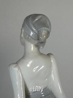 NAO by Lladro Woman Figurine Grey Dress Scarf Porcelain Lady. 10.5 tall. Vintag