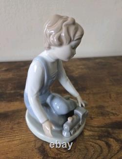 Nao By Lladro Boy With Toy Train Figure Porcelain Spain