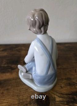 Nao By Lladro Boy With Toy Train Figure Porcelain Spain