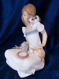 Nao By Lladro Breakfast Girl Figurine #1569 Brand Nib Kitten Cat Lover Save$ F/s