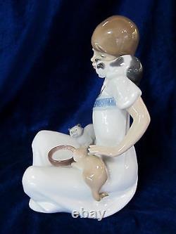 Nao By Lladro Breakfast Girl Figurine #1569 Brand Nib Kitten Cat Lover Save$ F/s