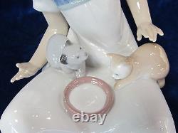 Nao By Lladro Breakfast Girl Figurine #1569 Brand Nib Kitten Cat Lover Save$ F/s