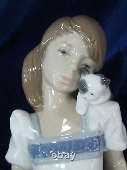 Nao By Lladro Breakfast Girl Figurine #1569 Brand Nib Kitten Cat Lover Save$ F/s