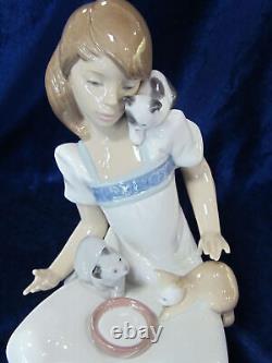 Nao By Lladro Breakfast Girl Figurine #1569 Brand Nib Kitten Cat Lover Save$ F/s