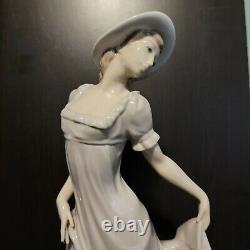 Nao By Lladro Figure Of A Girl In Hat And Long Pink Dress RARE Uncommon RETIRED
