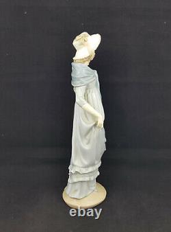 Nao By Lladro Figure Of A Lady Wearing Long Blue Dress and Bonnet