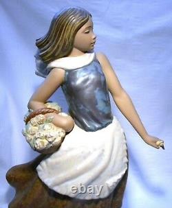 Nao By Lladro Gres 14.1/2 Figure Basket Of Flowers 1146