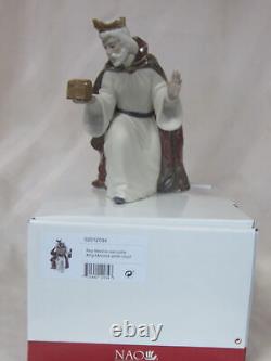 Nao By Lladro King Melchior With Chest Gres #12034 Brand Nib Nativity X-mas F/sh