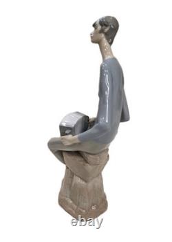 Nao By Lladro Porcelain Figure Boy Playing Accordion Handmade Spain RARE