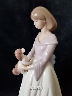 Nao By Lladro Porcelain Young Lady With Dog Figure Spoiled Puppy 1331