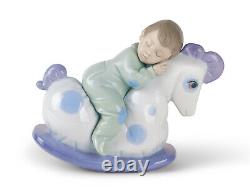 Nao By Lladro Rock Me To Sleep Boy Figurine #1476 Brand Nib Rocking Horse F/sh