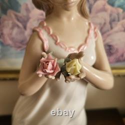 Nao By Lladro Spain Large Porcelain Figurine Girl With Roses 17