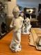 Nao By Lladro Spain Porcelain Figure Woman With Dog 10.5 inches Tugging dress