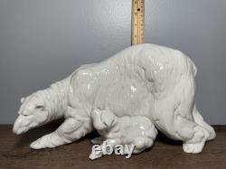 Nao LLADRO Mother Polar Bear with Cub White Porcelain Figure Large / Spain, 1985