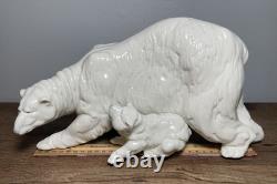 Nao LLADRO Mother Polar Bear with Cub White Porcelain Figure Large / Spain, 1985