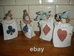 Nao / Lladro 4 Jester / Boy Figures Card Players Retired All Perfect