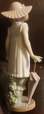 Nao Lladro April Showers #1126 Figurine 7.5 Girl With Umbrella