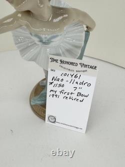 Nao Lladro Ballerina #1150 My first Bow Porcelain Figurine 7 handmade Spain Nao Lladro Ballerina #1150 My first Bow Porcelain Figurine 7 handmade Spain