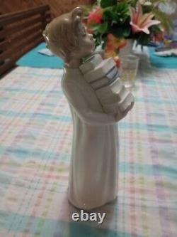 Nao Lladro Boy With Books 11 1/2 Spanish Porcelain Figure