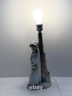 Nao Lladro Girl With Basket Of Sweets Lamp Retired 15