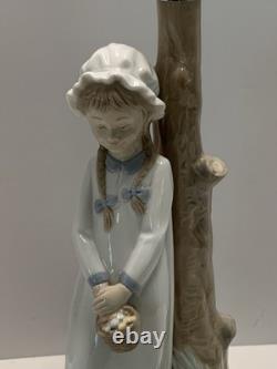 Nao Lladro Girl With Basket Of Sweets Lamp Retired 15