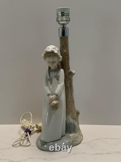 Nao Lladro Girl With Basket Of Sweets Lamp Retired 15