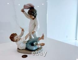 Nao Lladro Handmade Spain Figurine Vintage children pillow fighting play