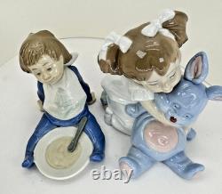 Nao Lladro I'm Full #1074 I love you so much porcelain 2 Figurines Spain 1992
